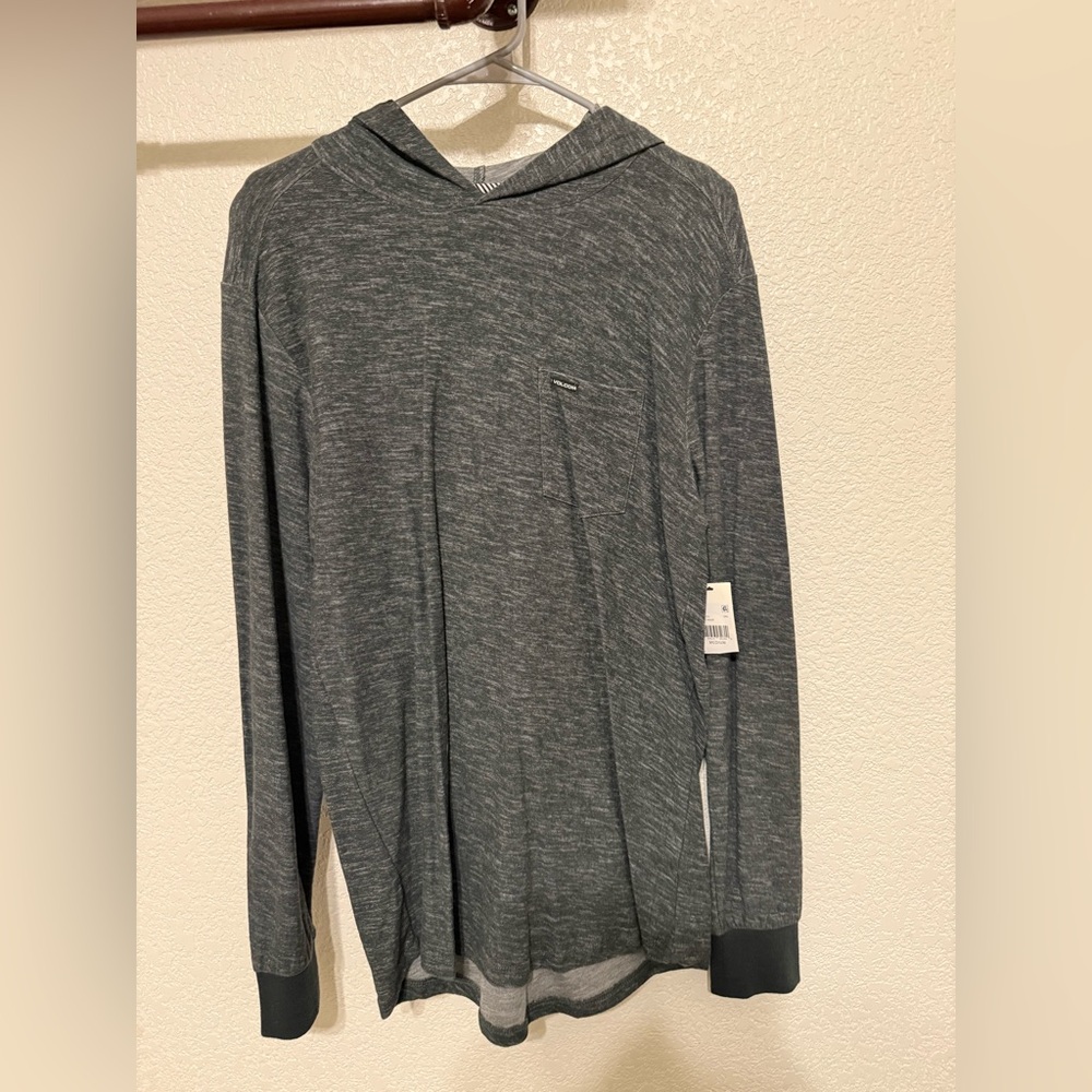 Volcom Heather Gray Hooded Shirt